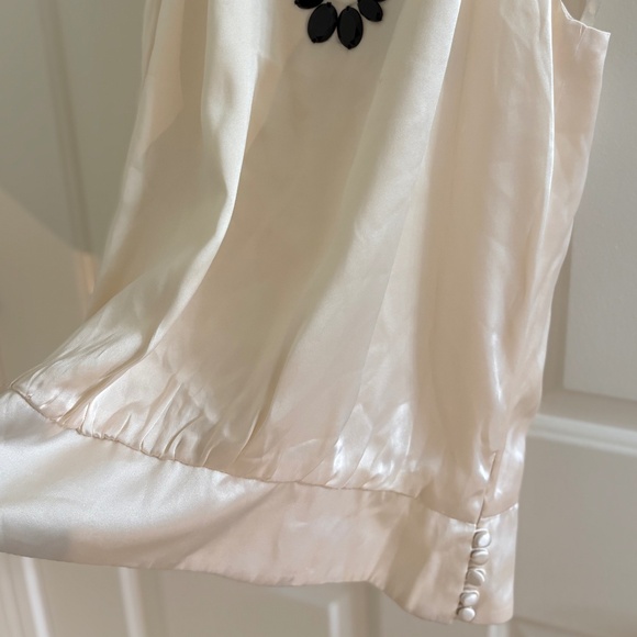 Ivory Satin Embellished Halter Top with Black Gem Detail – Size 8 - Picture 6 of 6